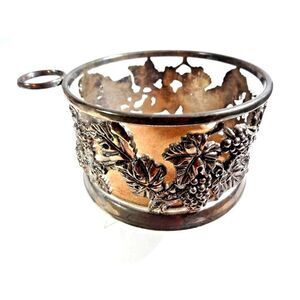 Godinger Silver Plate Grape Vine Wine Bottle & Cork Holder Vintage 1980's Gift